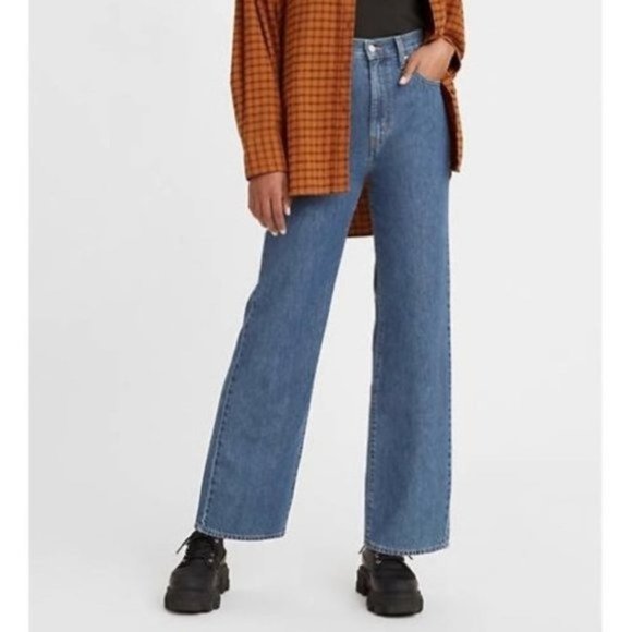 NEW Levi's High Rise Straight Leg Dark Blue Wash Cropped Jeans Size 27 - Picture 2 of 11